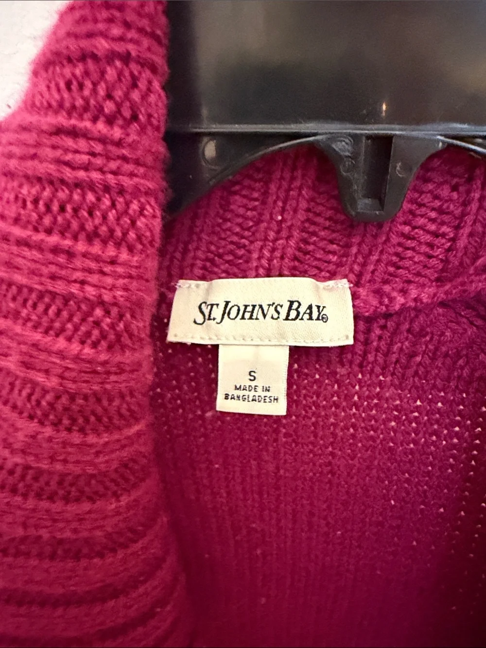 St. John's Bay Women's Cable Knit Button-Up Cardigan - Raspberry